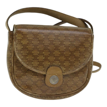 Celine CELINE Macadam Canvas Shoulder Bag PVC Beige Authentic bs18108