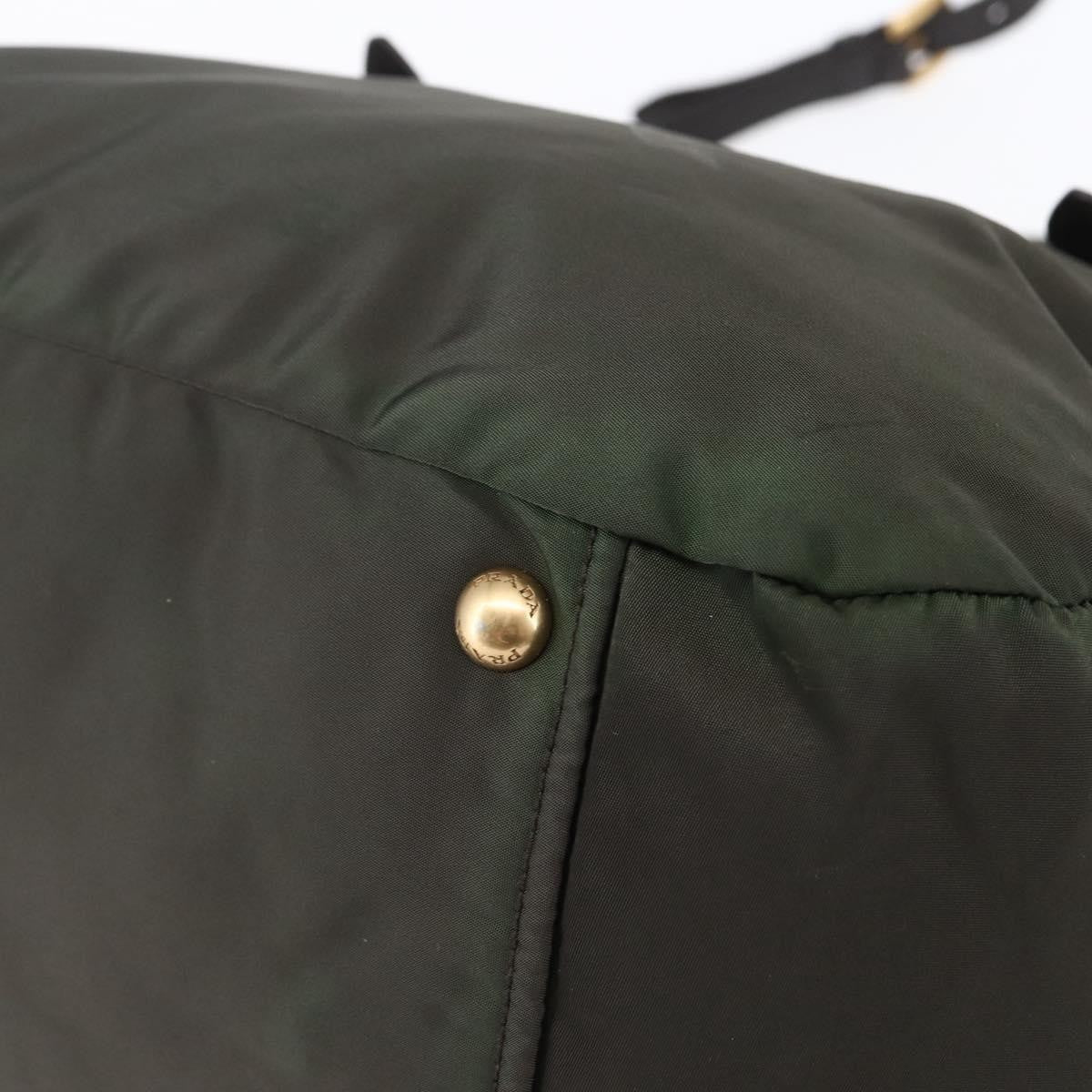 Prada PRADA Hand Bag Nylon 2way Khaki Gold Authentic 148290