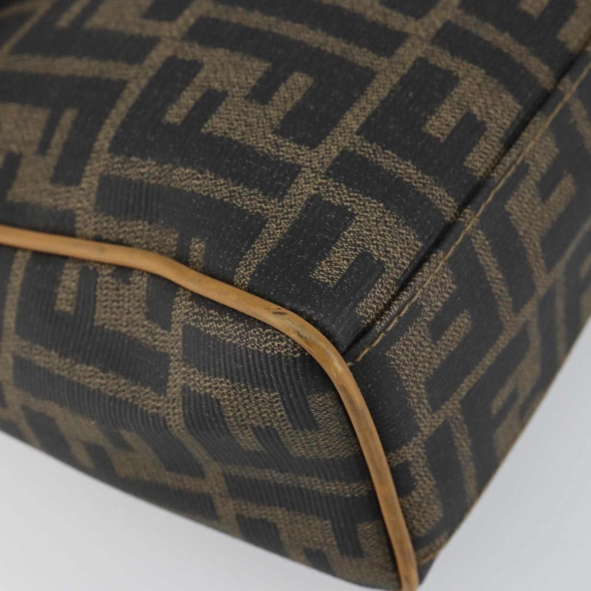 Fendi FENDI Zucca Canvas Hand Bag PVC Brown Black Authentic 158200