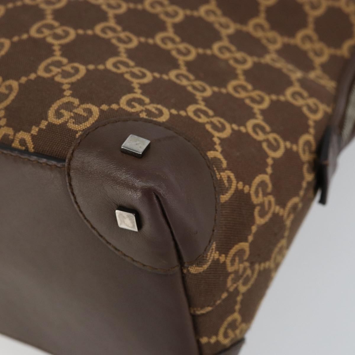 Gucci GUCCI GG Canvas Hand Bag Leather Brown Gold Authentic 149459