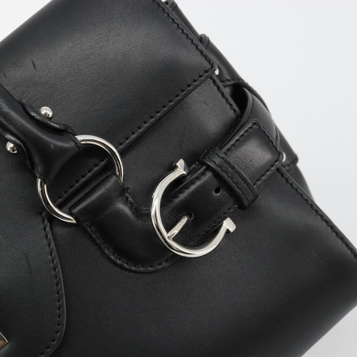 Salvatore Ferragamo Salvatore Ferragamo Gancini Hand Bag Leather Black Silver Authentic 180592
