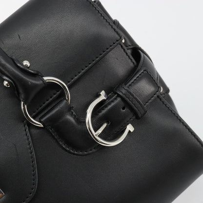 Salvatore Ferragamo Salvatore Ferragamo Gancini Hand Bag Leather Black Silver Authentic 180592