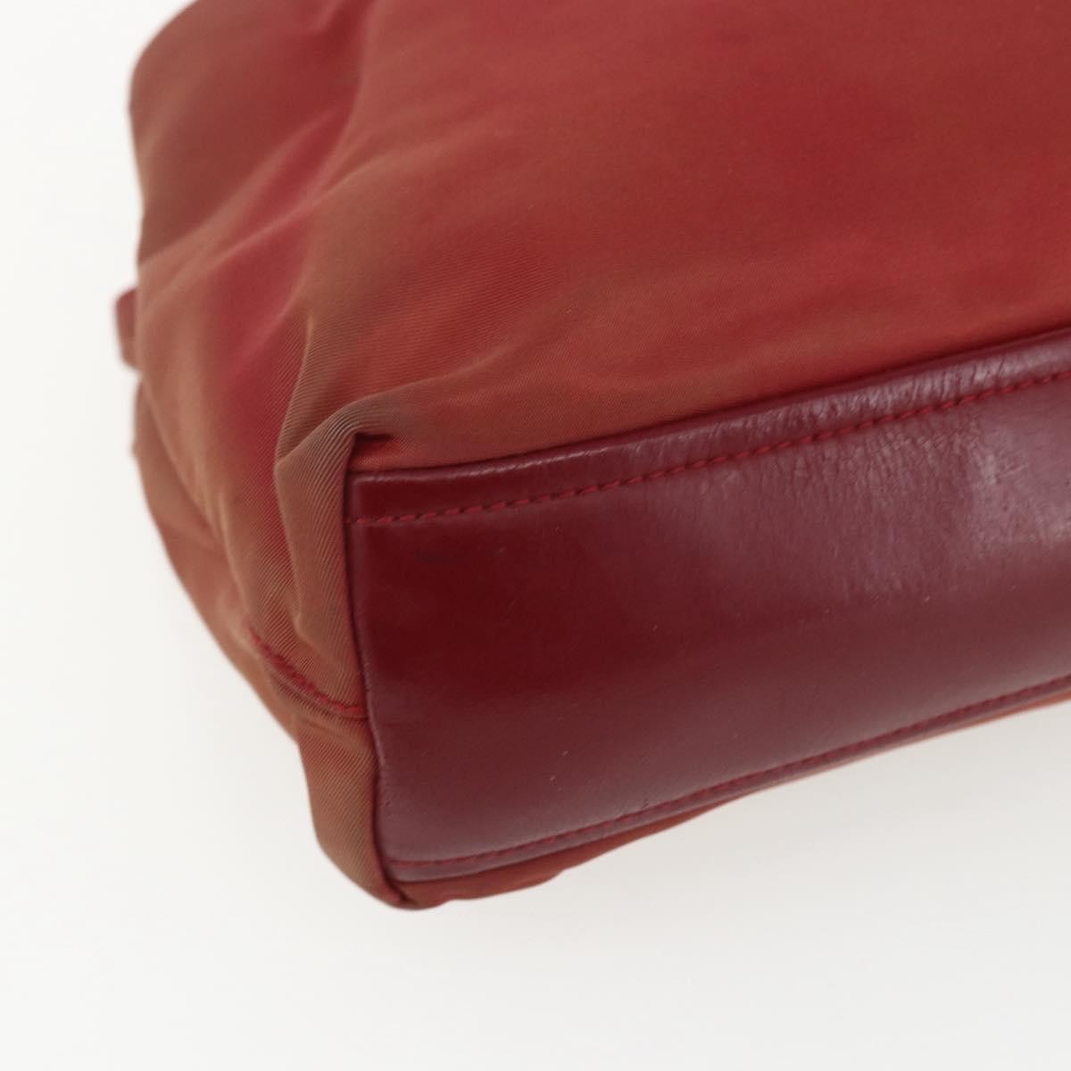 Prada PRADA Hand Bag Nylon Red Silver Authentic 170383