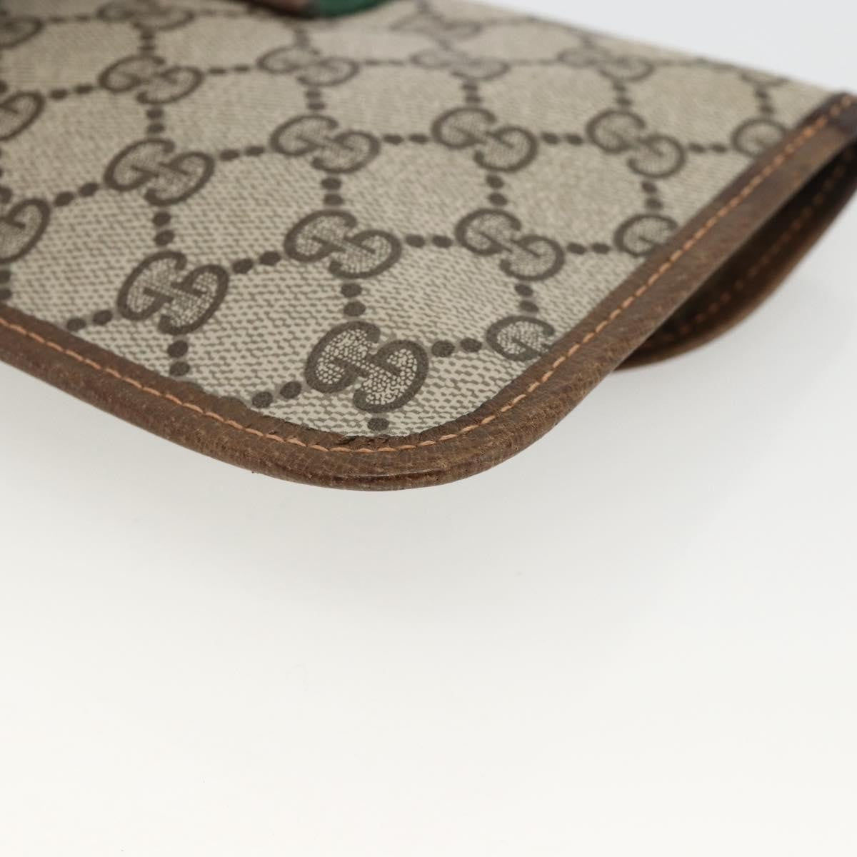 Gucci GUCCI GG Supreme Web Sherry Line Clutch Bag PVC Beige Authentic 174212