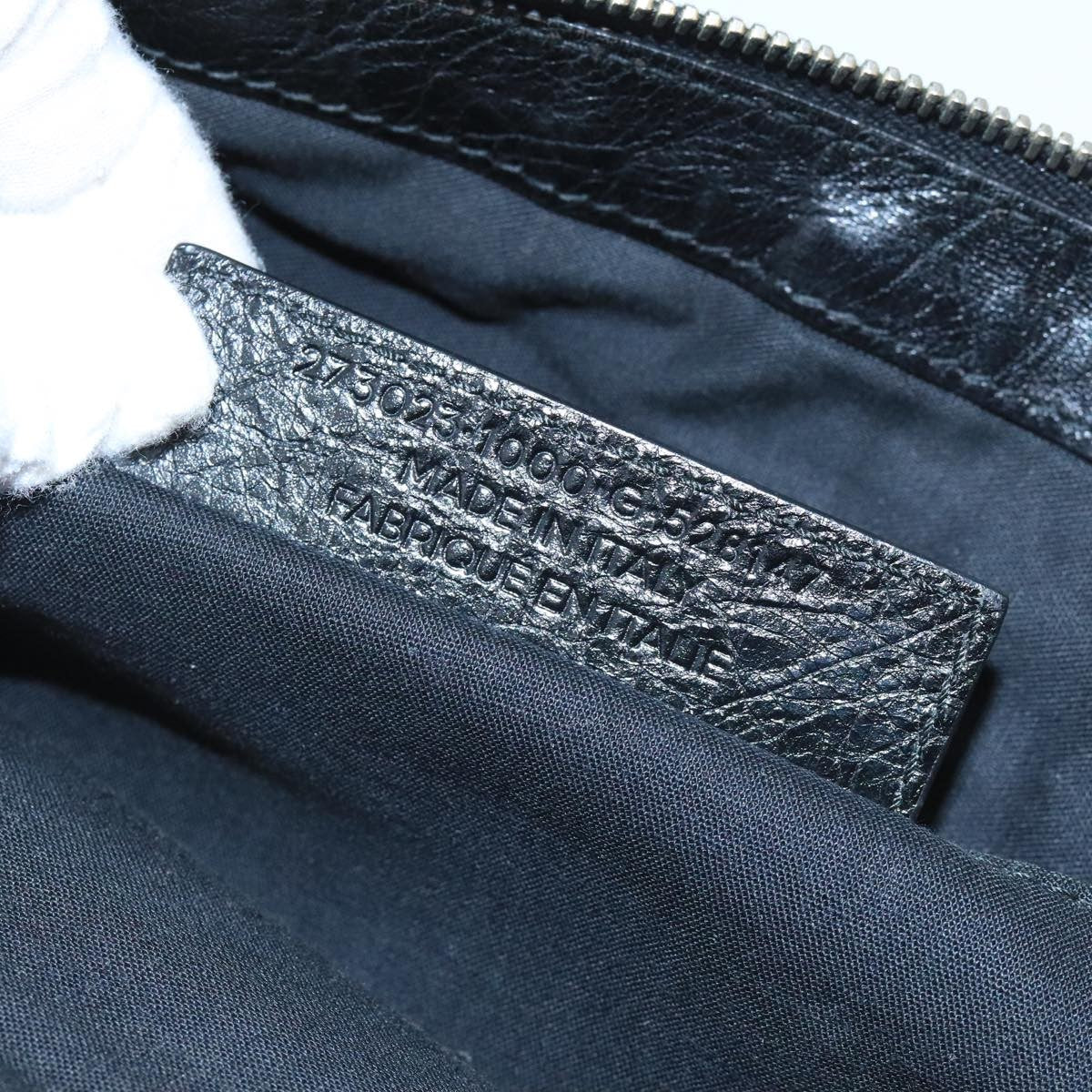 Balenciaga BALENCIAGA Clutch Bag Leather Black Silver 273023 Authentic bs19499