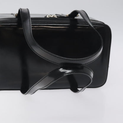 Gucci GUCCI Hand Bag Enamel Black Silver Authentic am8761