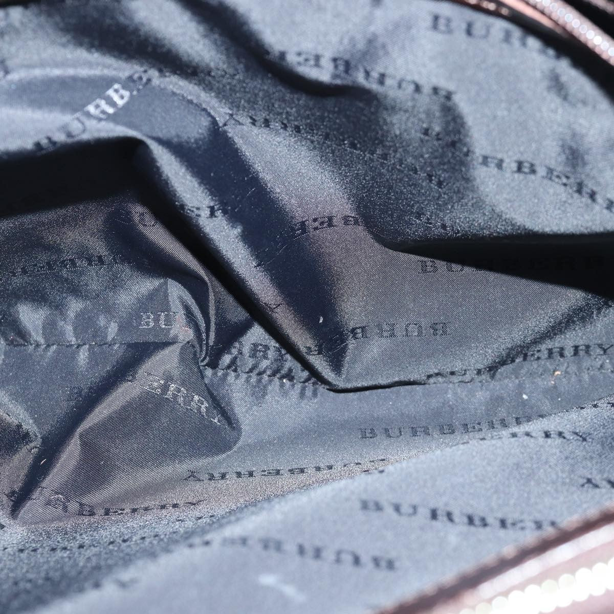 Burberry BURBERRY Nova Check Hand Bag Nylon Beige Silver Authentic 85862