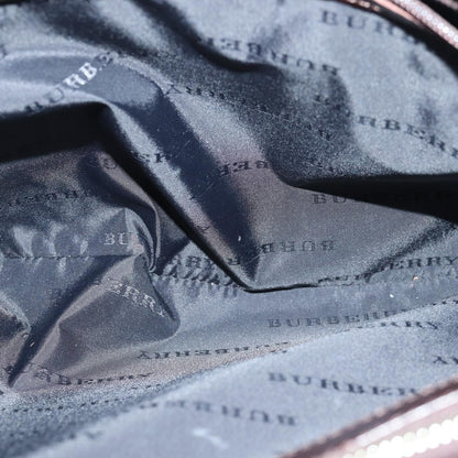 Burberry BURBERRY Nova Check Hand Bag Nylon Beige Silver Authentic 85862