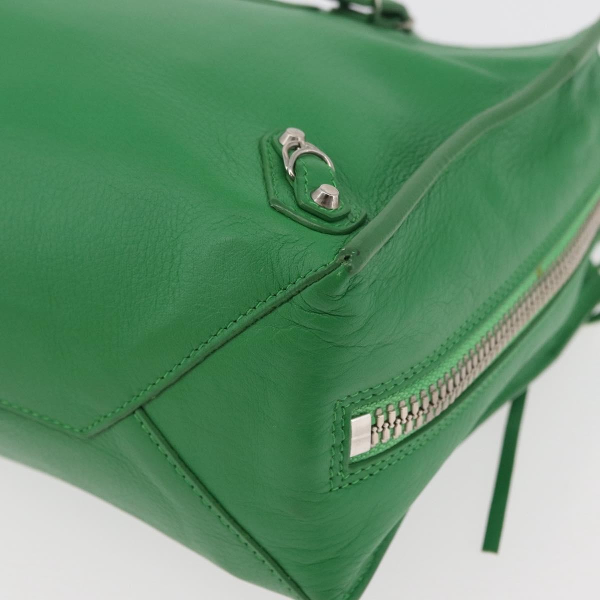 Balenciaga BALENCIAGA The Paper Tote Bag Leather 2way Green Silver 370926 Authentic 179403A