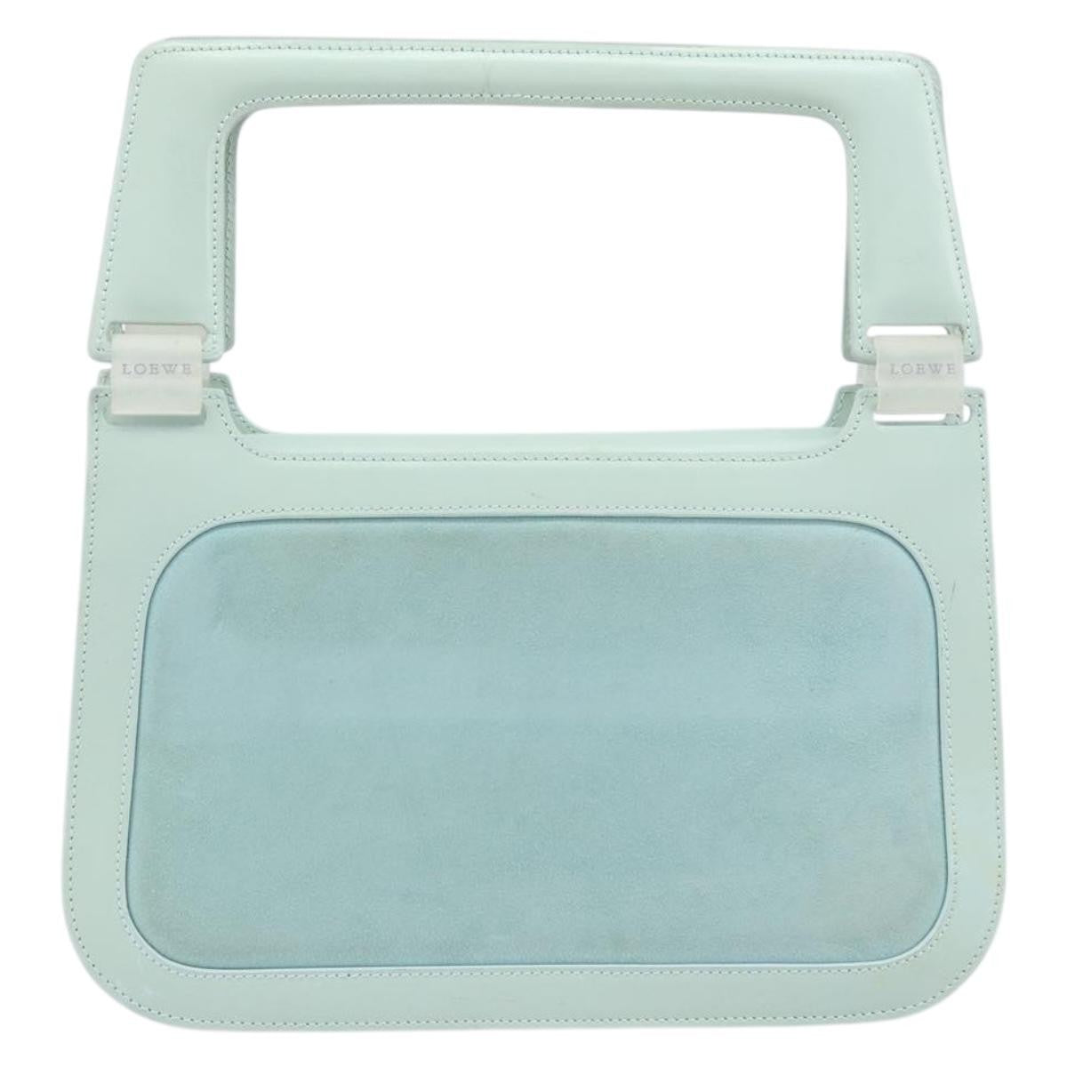Loewe LOEWE Hand Bag Suede Baby Blue Gold Authentic YKZ454