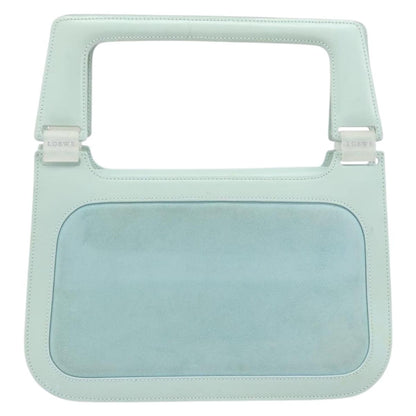 Loewe LOEWE Hand Bag Suede Baby Blue Gold Authentic YKZ454