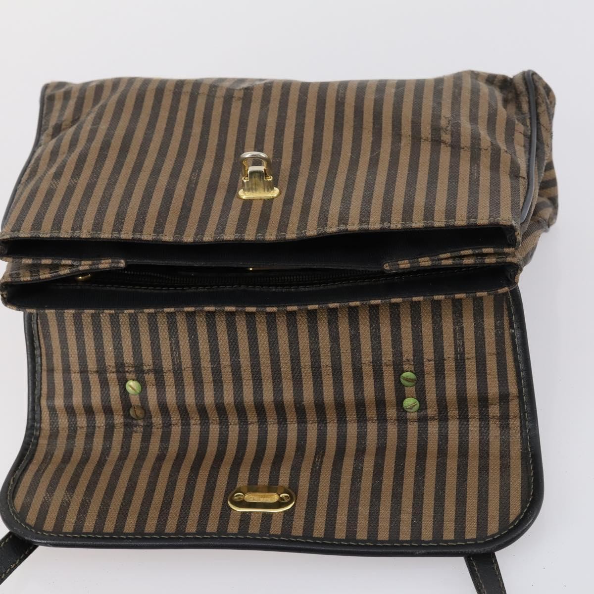 Fendi FENDI Pecan Canvas Hand Bag 2way Black Brown Authentic mr1555