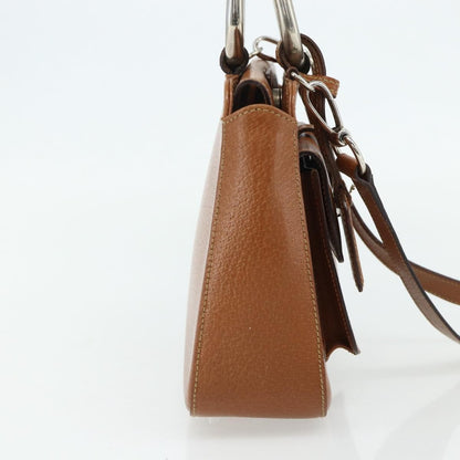 Gucci GUCCI Hand Bag Leather 2way Brown Silver 000 2058 0308 5 Authentic 177030