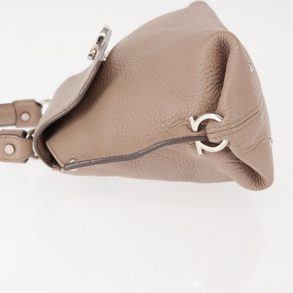 Salvatore Ferragamo Salvatore Ferragamo Gancini Sophia Hand Bag Leather Beige Silver Authentic 145498