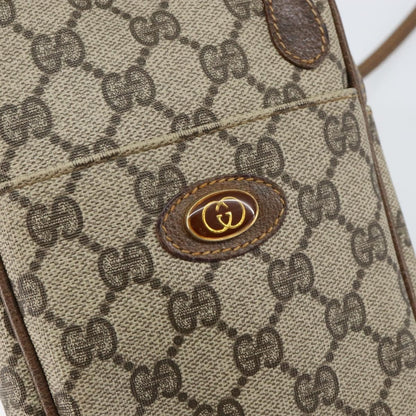 Gucci GUCCI GG Supreme Shoulder Bag PVC Beige Gold Authentic BA6562