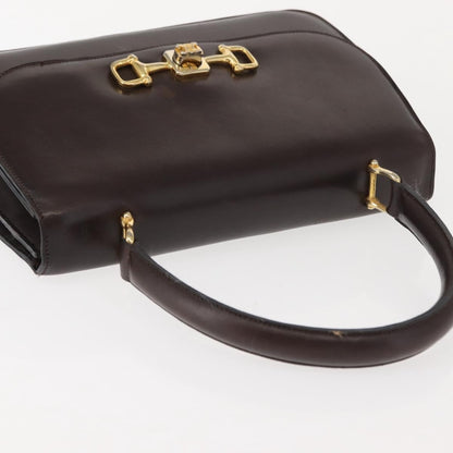 Celine CELINE Hand Bag Leather Brown Gold Authentic fm4934