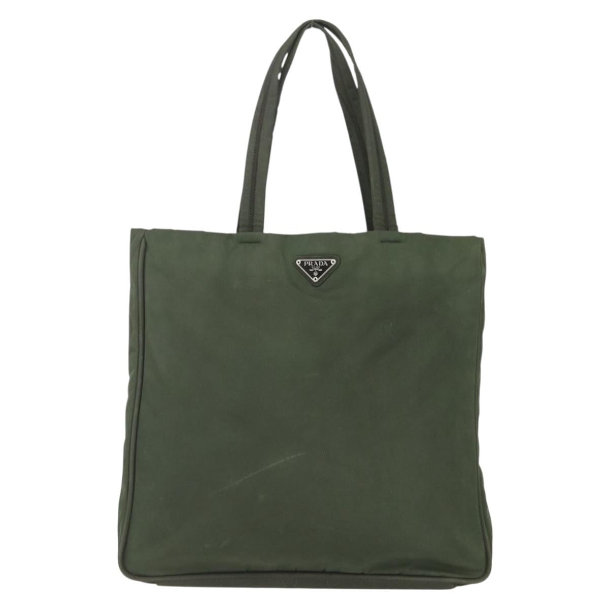 Prada PRADA Tote Bag Nylon Green Silver Authentic 151686