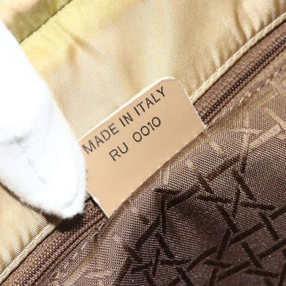 Dior Christian Dior Maris Pearl Shoulder Bag Nylon Beige Silver Authentic 180083