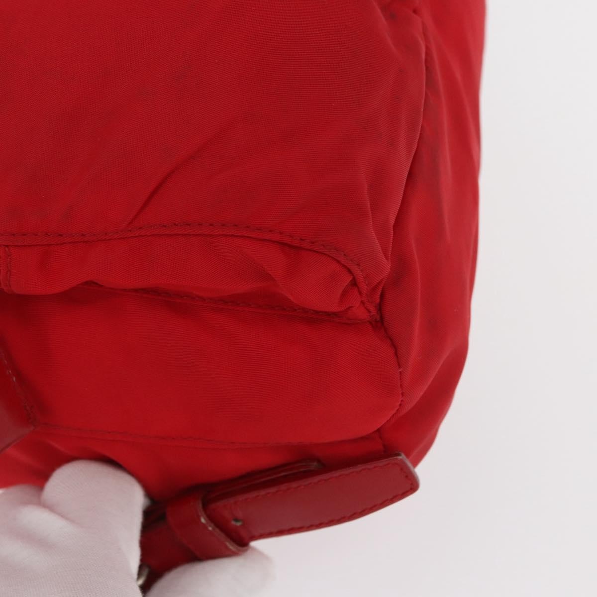 Prada PRADA Backpack Nylon Red Silver Authentic 164789 Bag