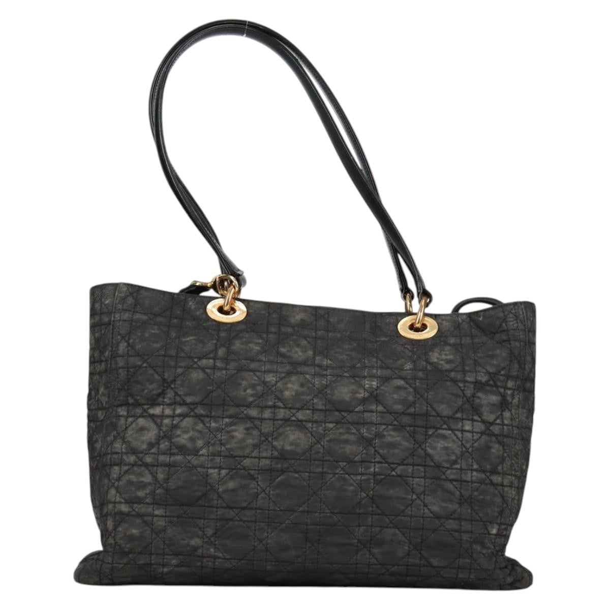Dior Christian Dior Canage Tote Bag Nylon 2way Black Gold Authentic 140681