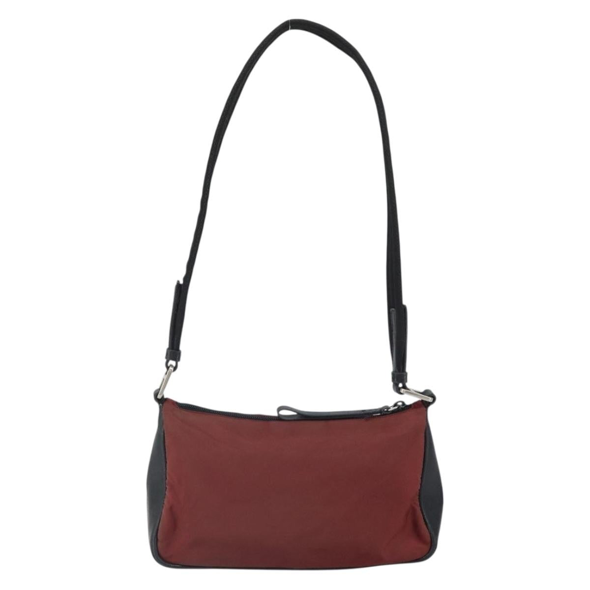 Prada PRADA Shoulder Bag Nylon Red Silver Authentic ep12904