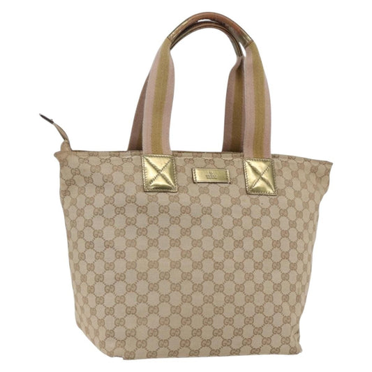 Gucci GUCCI GG Canvas Sherry Line Tote Bag Beige Pink 131231 Authentic 153359