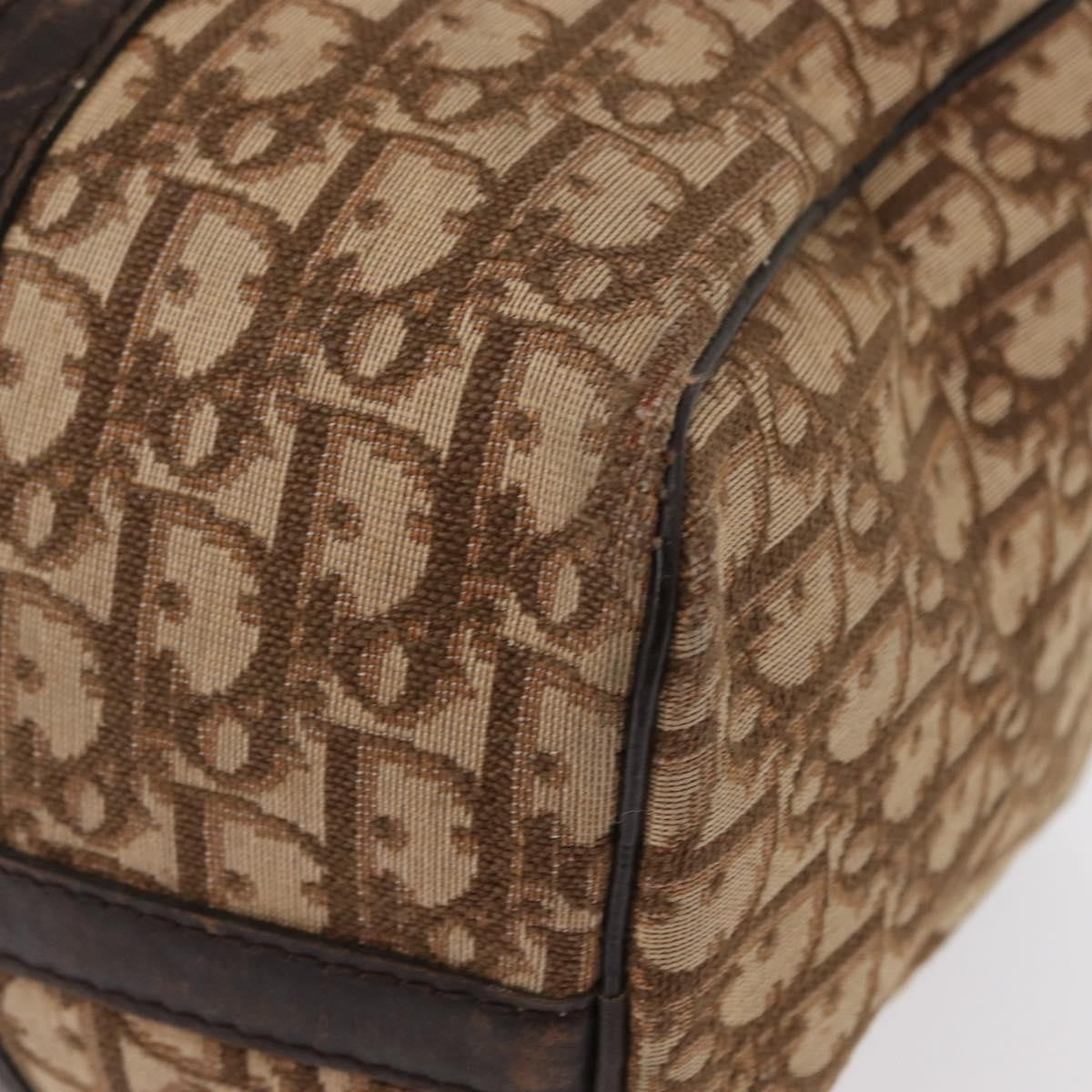 Dior Christian Dior Trotter Canvas Hand Bag Brown Gold Authentic ka627