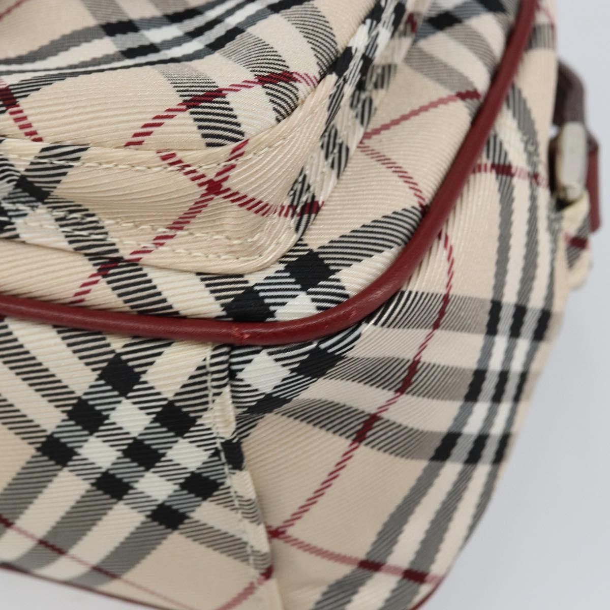 Burberry BURBERRY Nova Check Blue Label Shoulder Bag Canvas Beige Silver Authentic bs29446