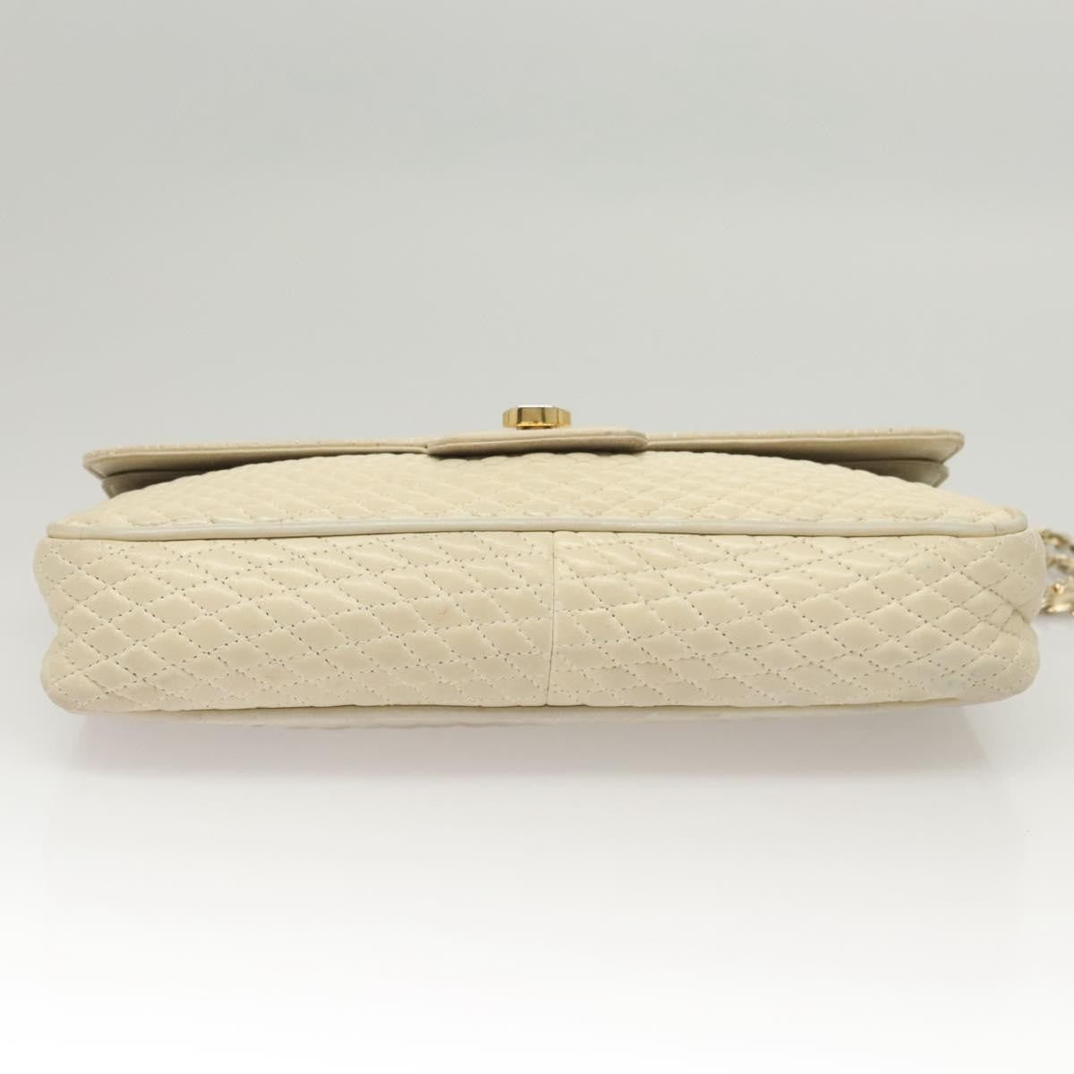 BALLY BALLY Chain Shoulder Bag Leather White Gold Authentic 124788