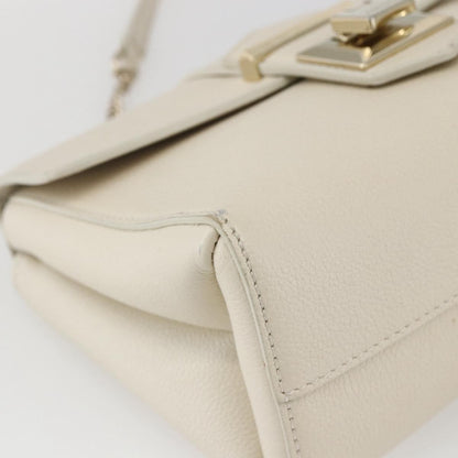 Jimmy Choo Jimmy Choo Chain Shoulder Bag Leather White Gold Authentic bs31956