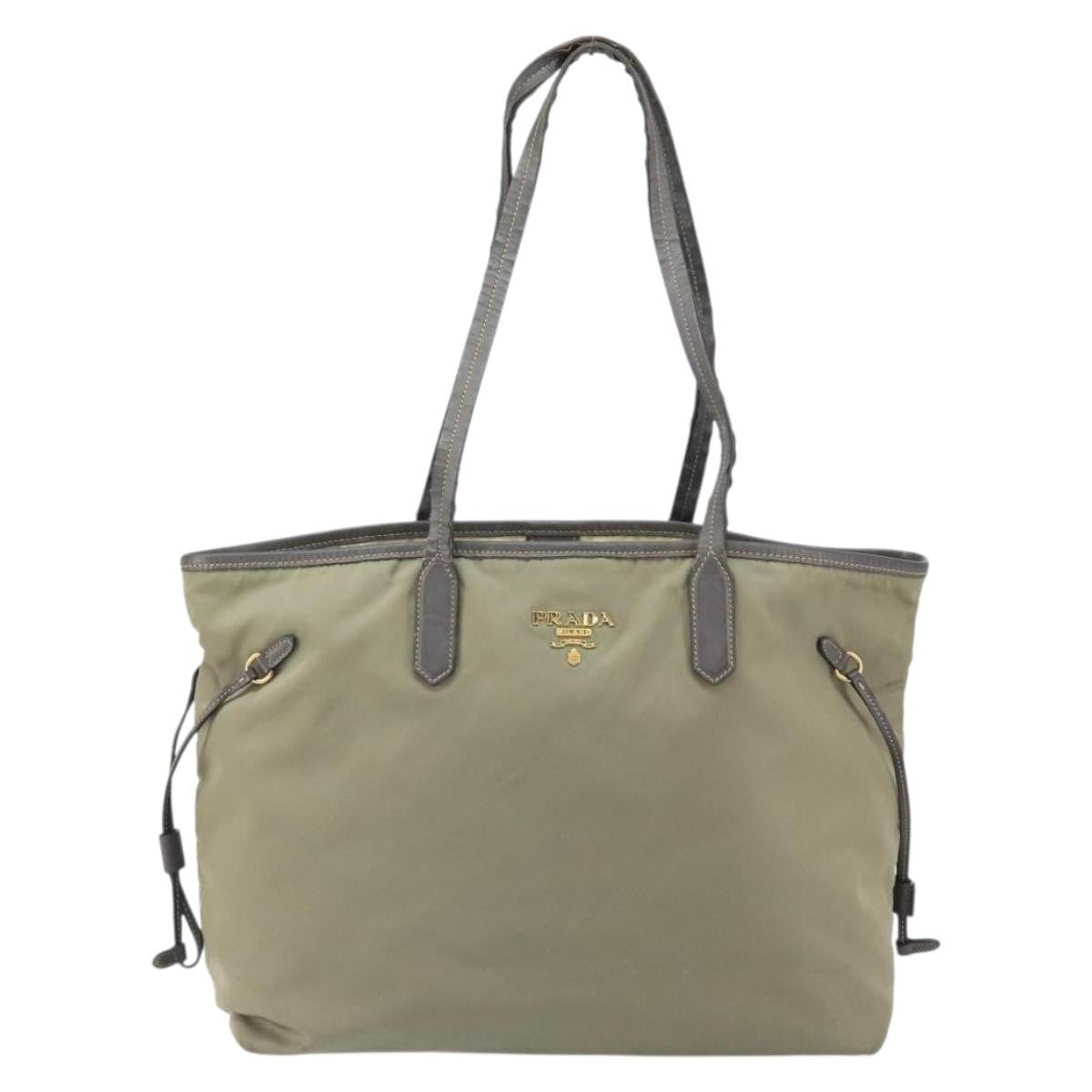Prada PRADA Tote Bag Nylon Beige Gold Authentic 163284