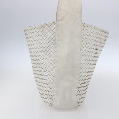 BOTTEGAVENETA BOTTEGAVENETA BOTTEGA VENETA INTRECCIATO Shoulder Bag Leather White Silver Authentic bs30958
