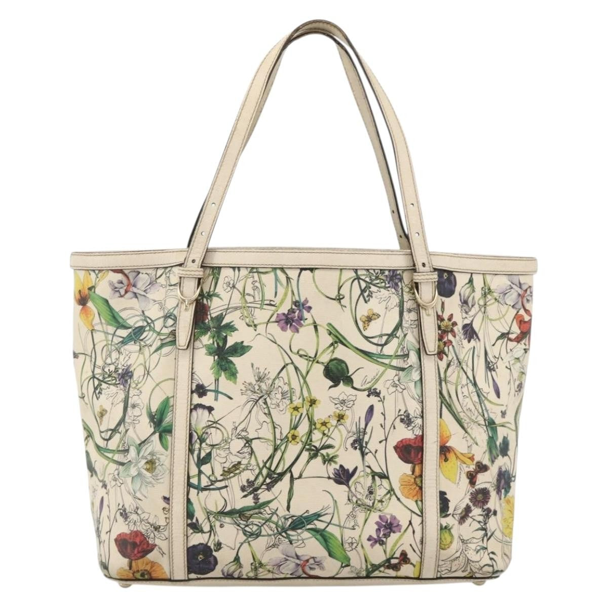 Gucci GUCCI Tote Bag PVC Ivory Gold 309613 Authentic ka3786