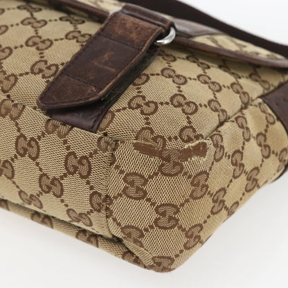 Gucci GUCCI GG Canvas Web Sherry Line Shoulder Bag Red Silver beige 145858 Authentic 166768