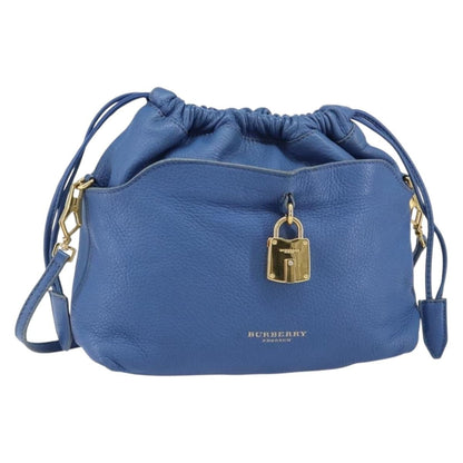 Burberry BURBERRY Shoulder Bag Leather Blue Gold Authentic 157793