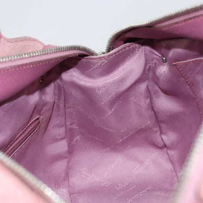 Salvatore Ferragamo Salvatore Ferragamo Gancini Hand Bag Suede Leather Pink Silver Authentic bs30801