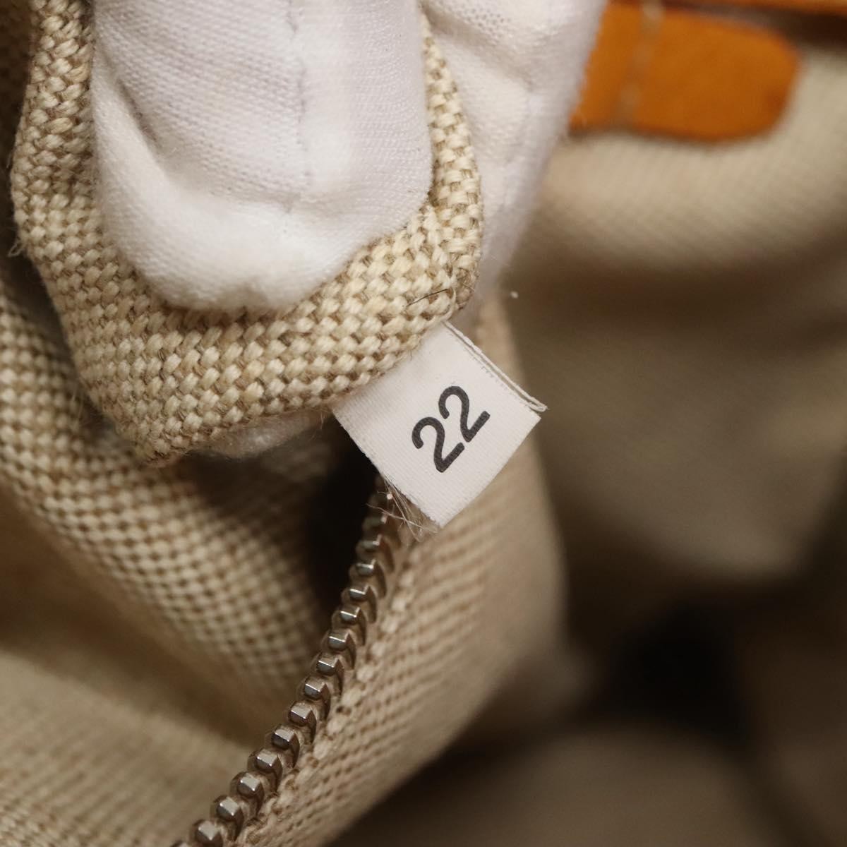Prada PRADA Hand Bag Canvas Beige Silver Authentic 127392