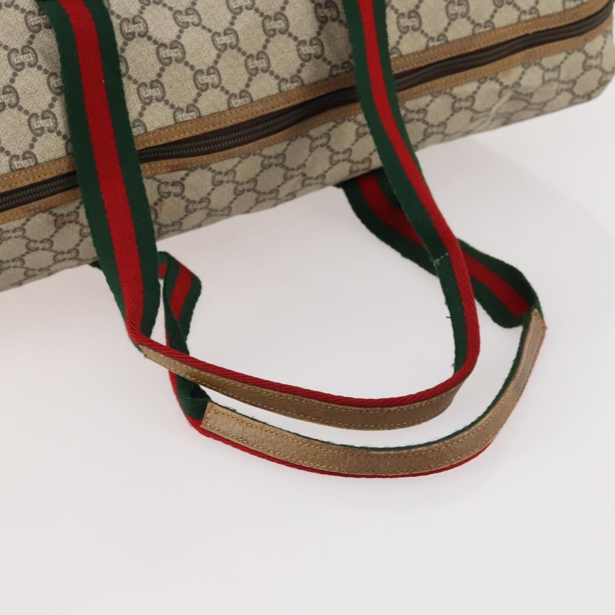 Gucci GUCCI GG Plus Supreme Web Sherry Line Boston Bag PVC Beige Authentic 173664