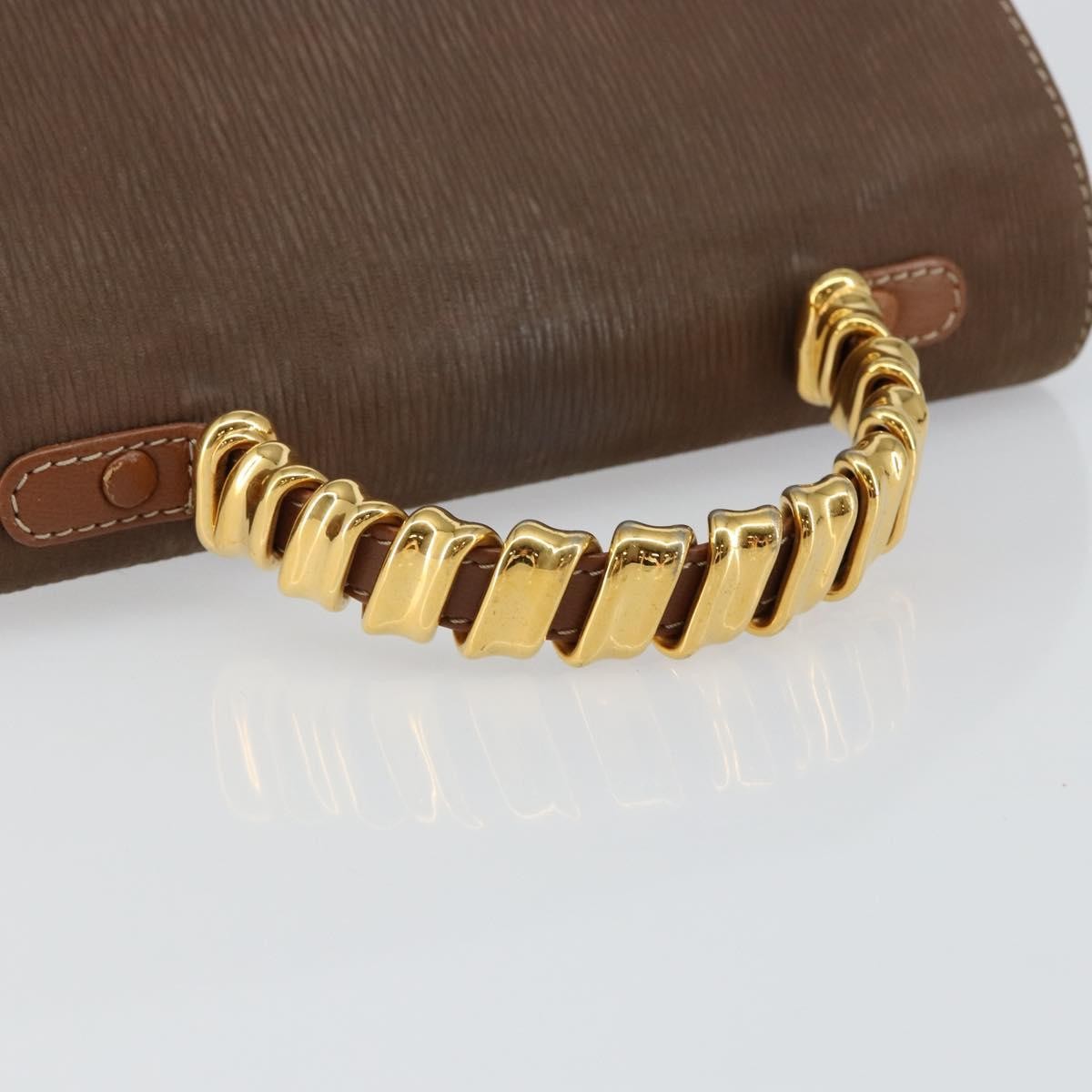 Loewe LOEWE Velazquez Hand Bag Suede Leather Brown Gold Authentic ep11077