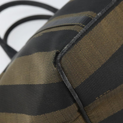 Fendi FENDI Pecan Canvas Hand Bag Black Brown Authentic 158368