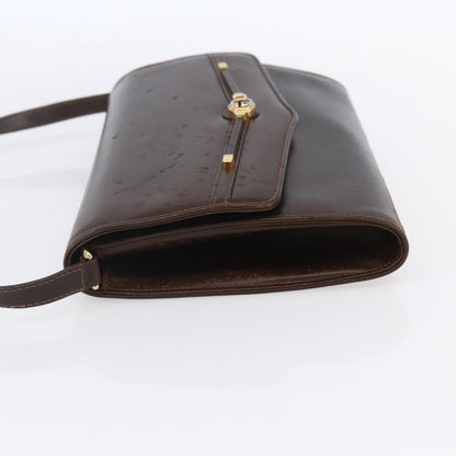 Gucci GUCCI Shoulder Bag Leather Brown Gold Authentic 152976