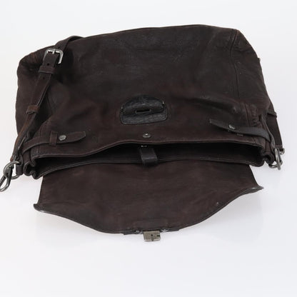 Prada PRADA Hand Bag Leather 2way Brown Silver Authentic 153083