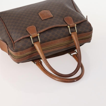 Celine CELINE Macadam Canvas Hand Bag PVC Leather 2 Set Brown Navy Authentic bs34088