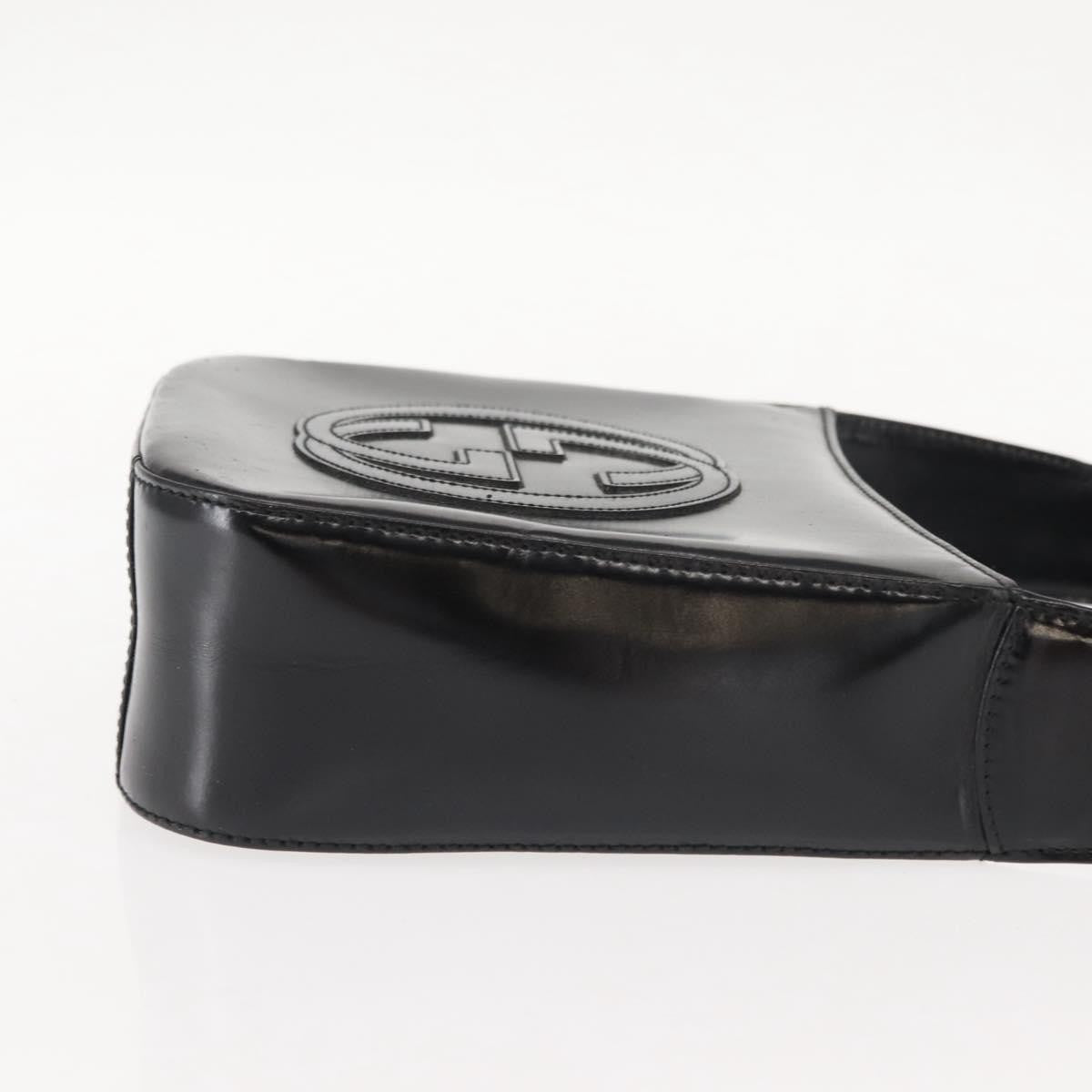 Gucci GUCCI Shoulder Bag Enamel Black Silver Authentic fm4926