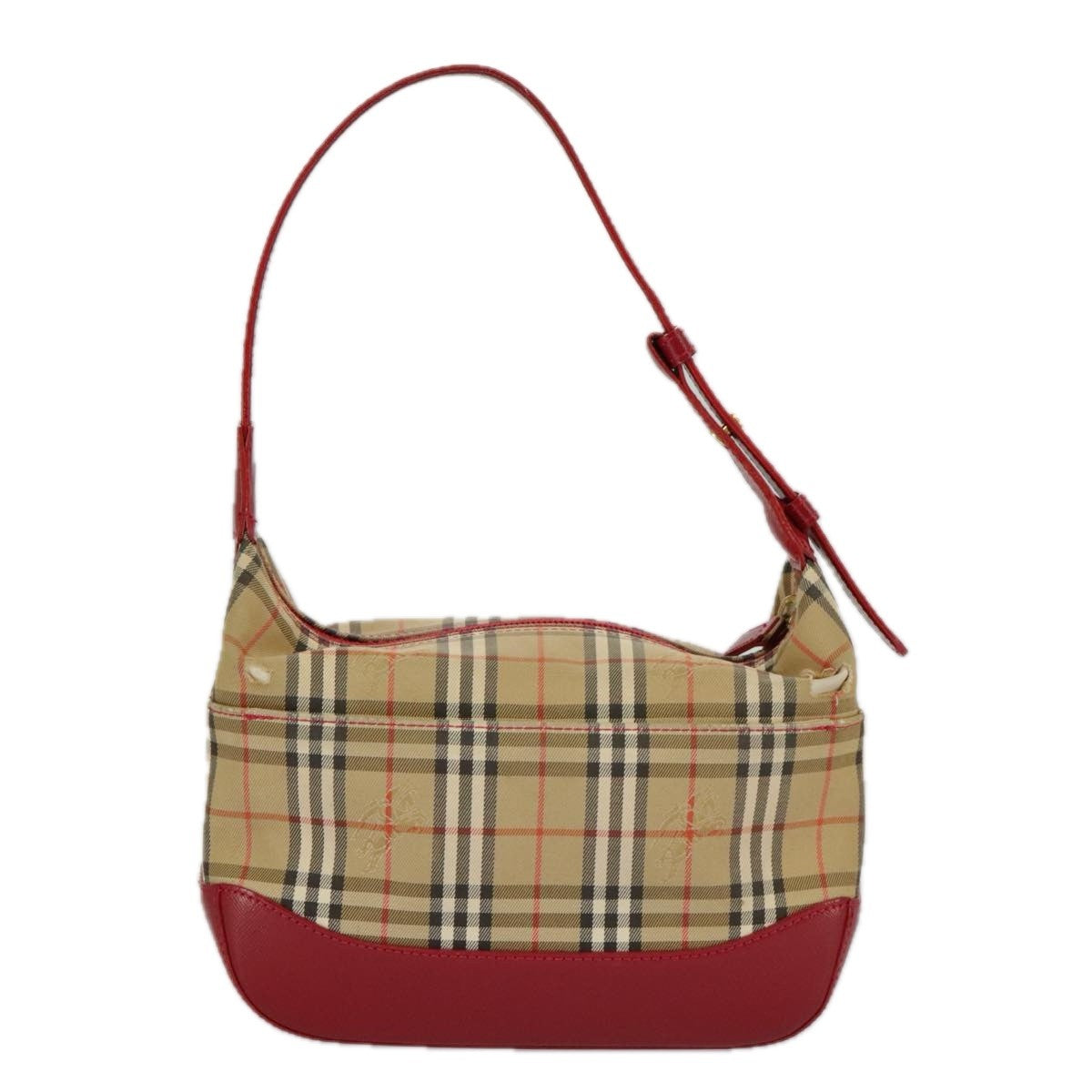 Burberry BURBERRY Nova Check Shoulder Bag Canvas Leather Beige Gold Red Authentic 98900