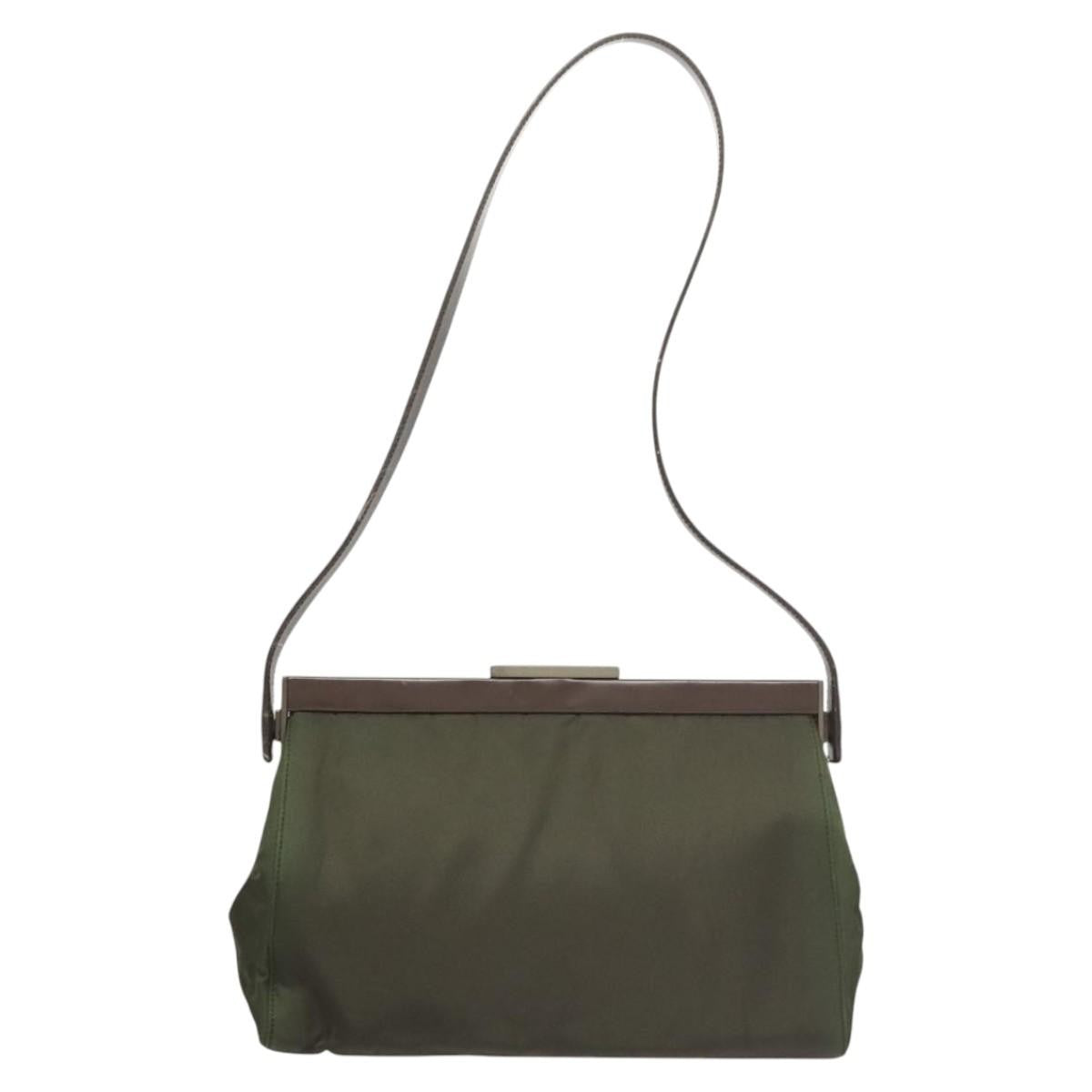 Prada PRADA Shoulder Bag Nylon Khaki Silver Authentic 123373