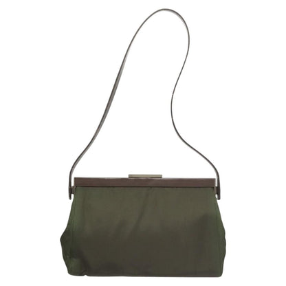 Prada PRADA Shoulder Bag Nylon Khaki Silver Authentic 123373