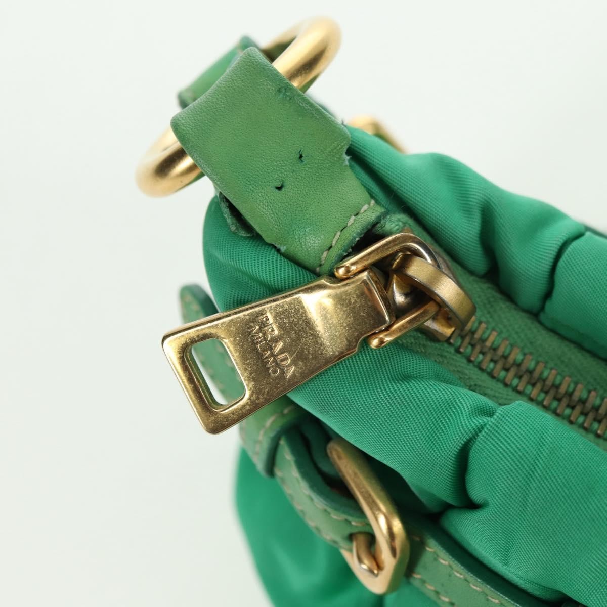 Prada PRADA Shoulder Bag Nylon Green Gold Authentic 156456