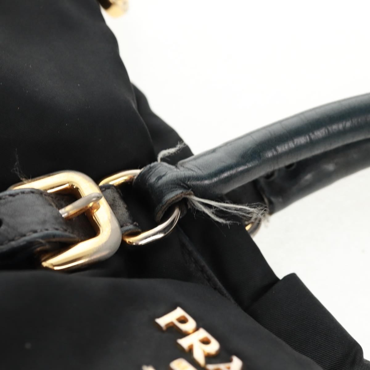 Prada PRADA Hand Bag Nylon 2way Black Gold Authentic 160520