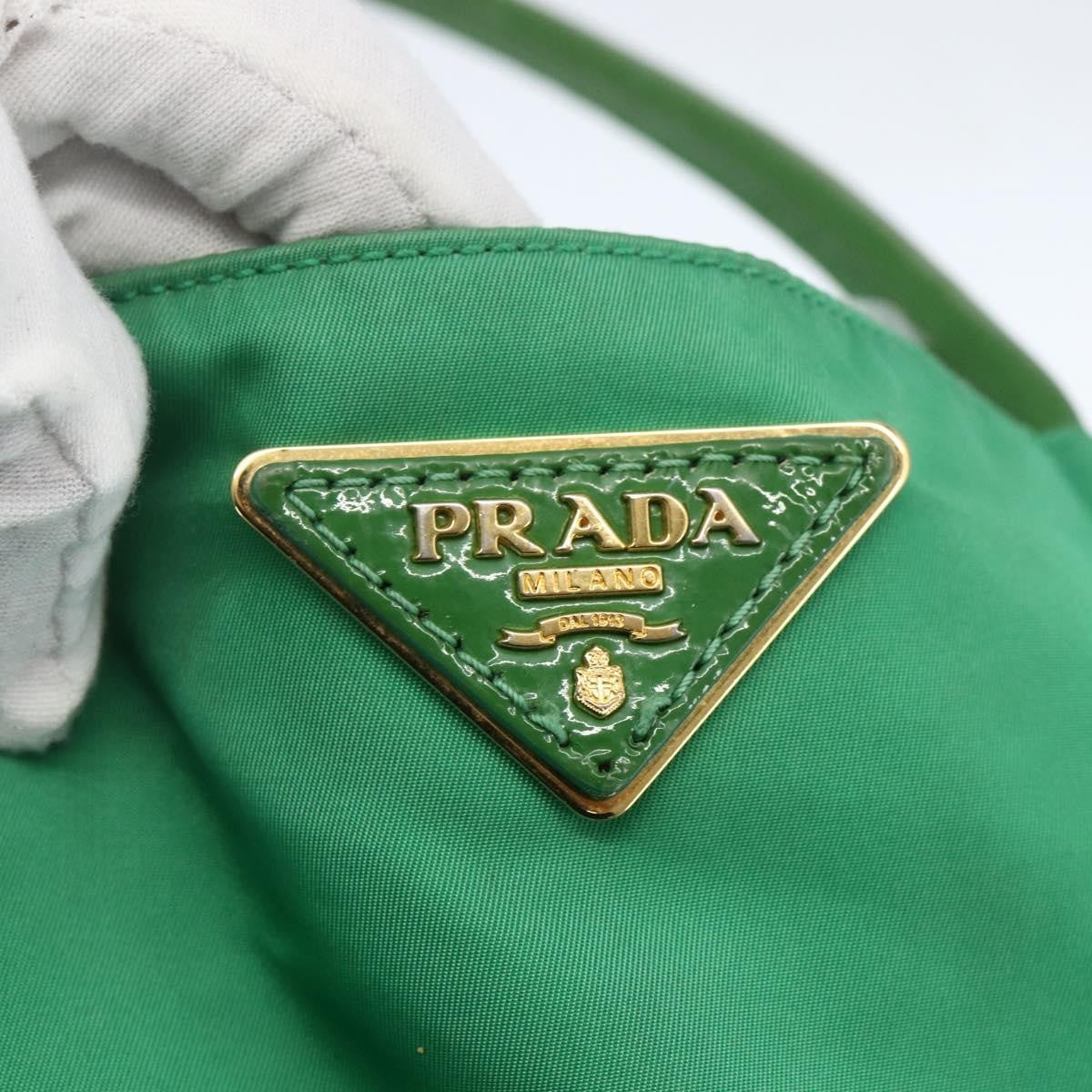 Prada PRADA Tote Bag Nylon Green Gold Authentic 155942